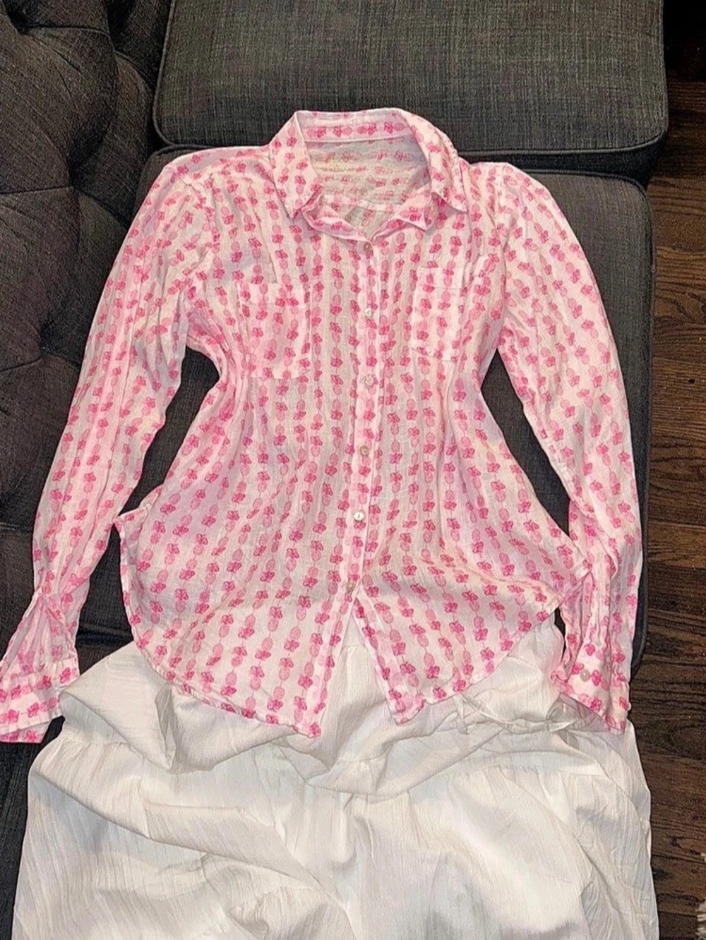 Lilly Pulitzer Women's Pink & White Floral Button Down Like New